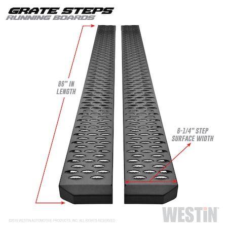 Westin Automotive TEXTURED BLACK RUNNING BOARDS 86 INCHES TEXTURED BLACK GRATE STEPS RUNNING BOARD (BRKT SOLD SEP) 27-74755